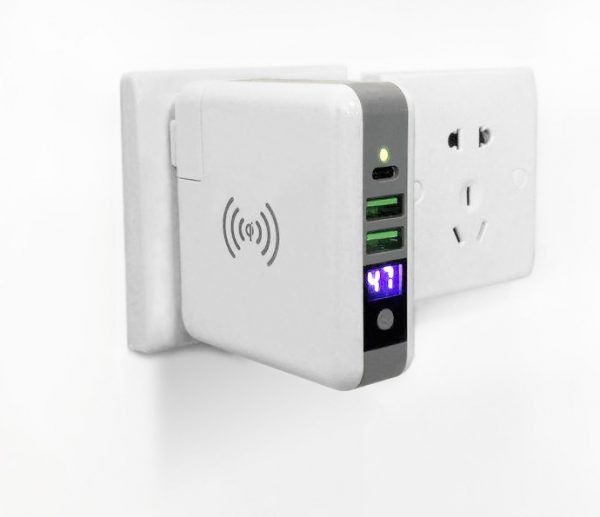 travel usb AC charger Qi wireless power bank