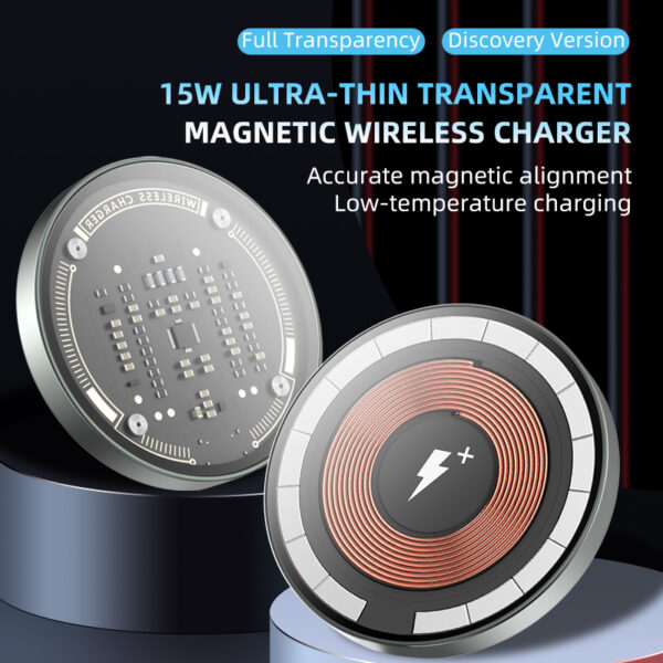 GCC ELECTRONIC 15W Ultra-Thin Transparent Magnetic Wireless Charger