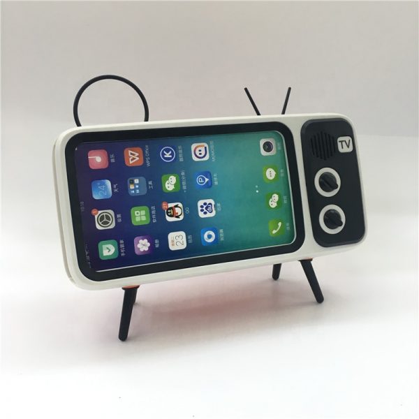 Bluetooth Super Bass Speaker Retro TV Speaker Mini Portable Wireless Phone Holder
