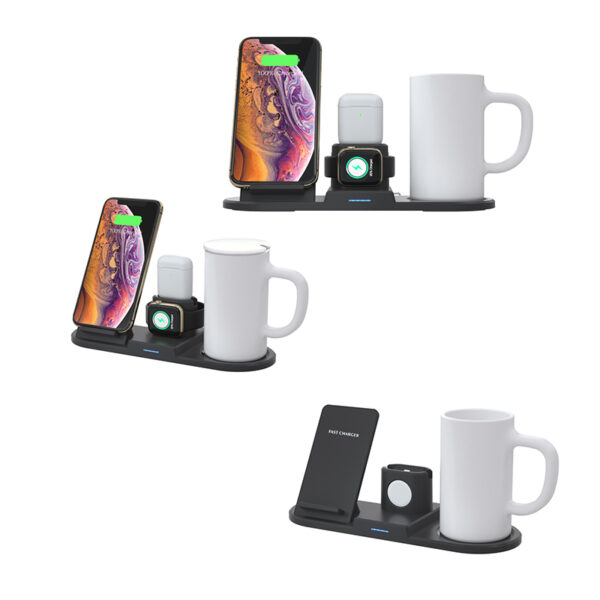 4 in 1 Travel Mug with QI Fast Charger/Wireless Charging Station Wireless Charger Mug Heating Cup Warmer Constant Temperature