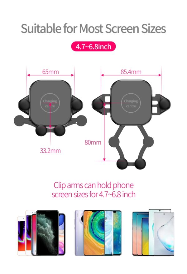 Car Mount Phone Holder Wireless Charger