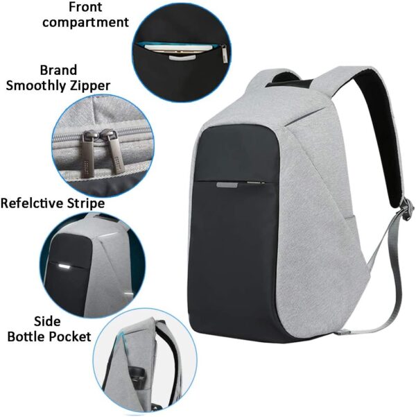 15.6" Laptop Backpack, Anti-theft Travel Backpack, Business School Bookbag with USB Charging Port for Men & Women