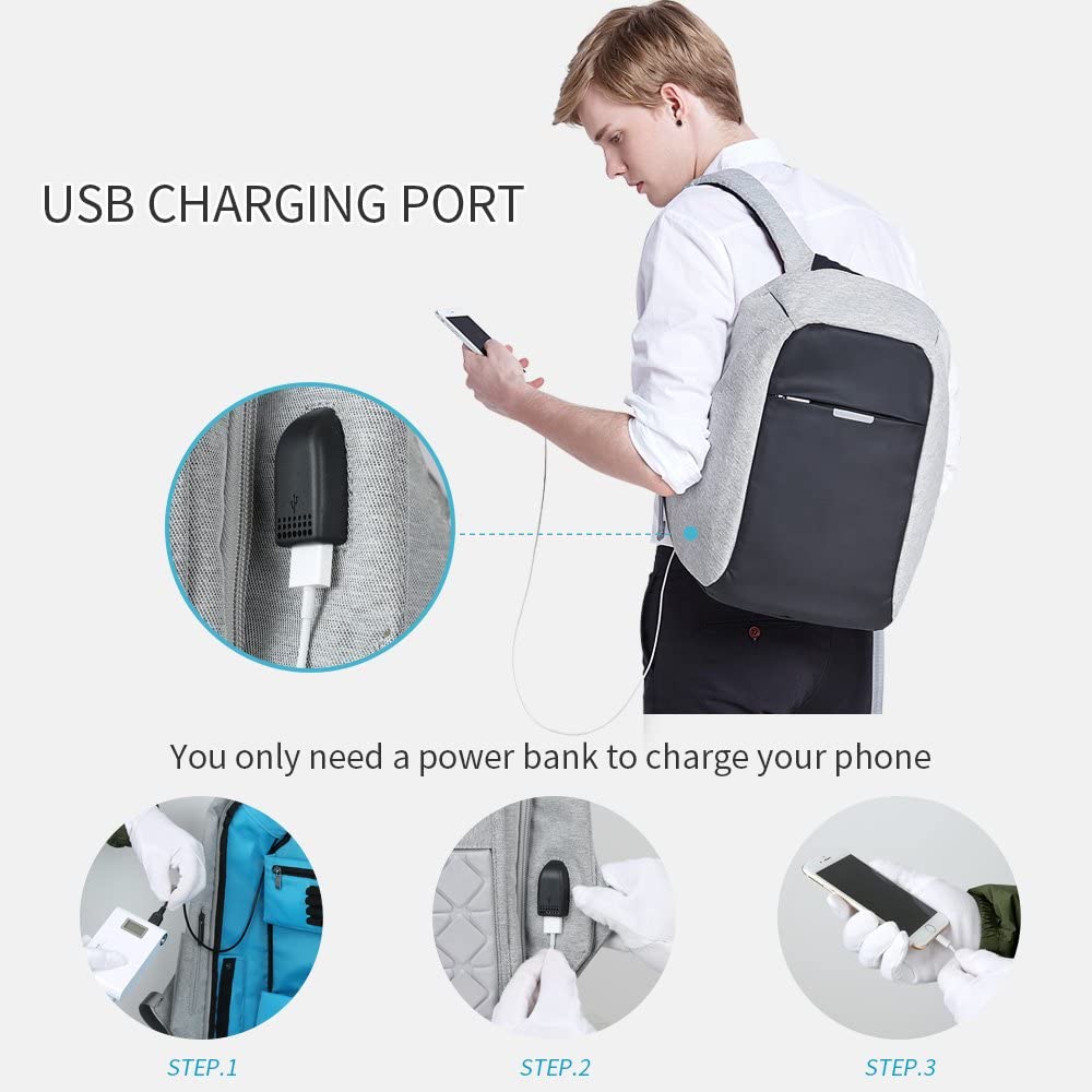15.6" Laptop Backpack, Anti-theft Travel Backpack, Business School Bookbag with USB Charging Port for Men & Women 