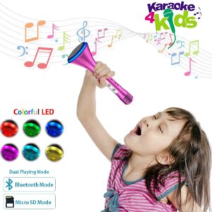 Kids Karaoke Microphone for Children, Kids Microphone with Bluetooth Speaker, Wireless Karaoke Microphone, Karaoke Singing Machine Toy for Adult Home Party Music Singing Playing, Christmas Birthday Gifts for Girl Toys