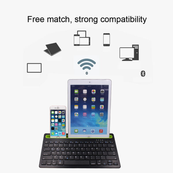 Multi devices computer wireless keyboard BCM20730 with mouse pad Built-in Cellphone Cradle Wireless Keyboard
