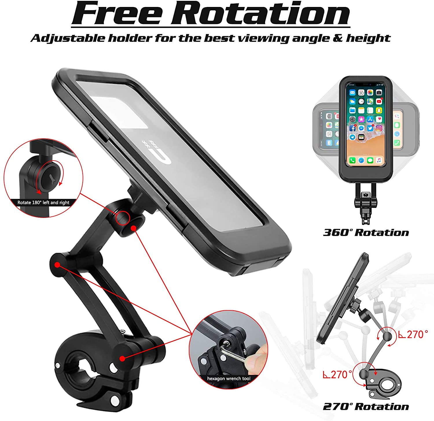 360° Motorbike bike Bicycle Waterproof Phone Mount Case Holder For Mobile Phones