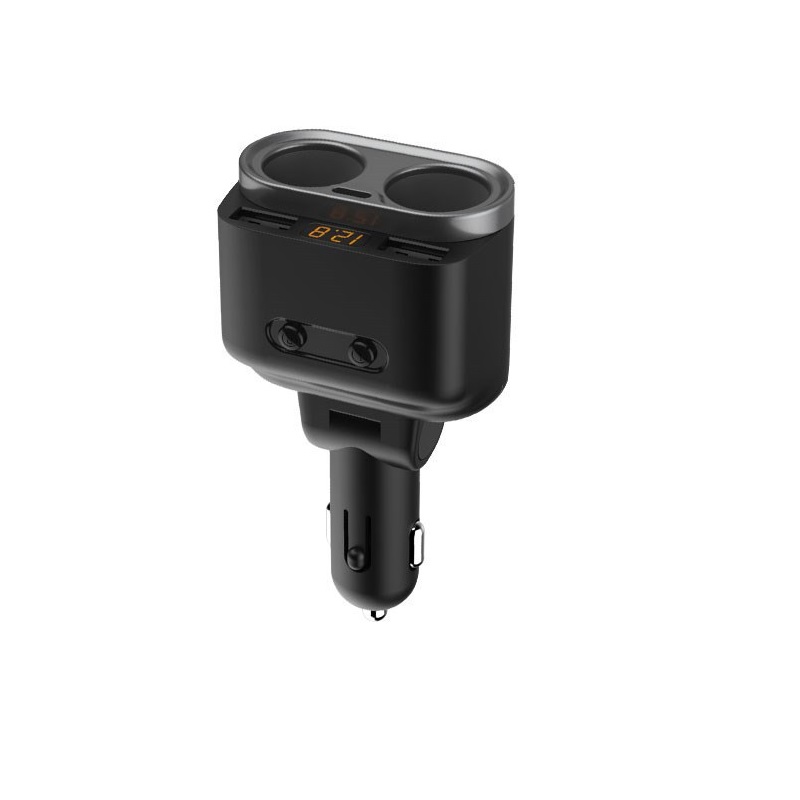 High-Speed Car Charger with Dual Cigarette Lighter Socket and 3
