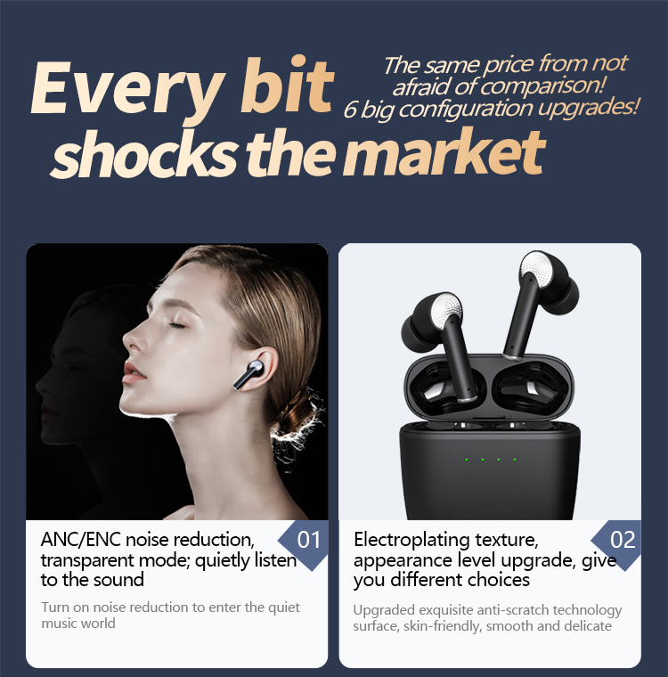 ANC True Wireless Earbuds in ear earphones deep bass GCJ8