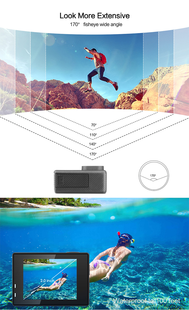 Dual Screen 4K Action Camera 16MP Underwater Waterproof Sport Camera GC-S60TR