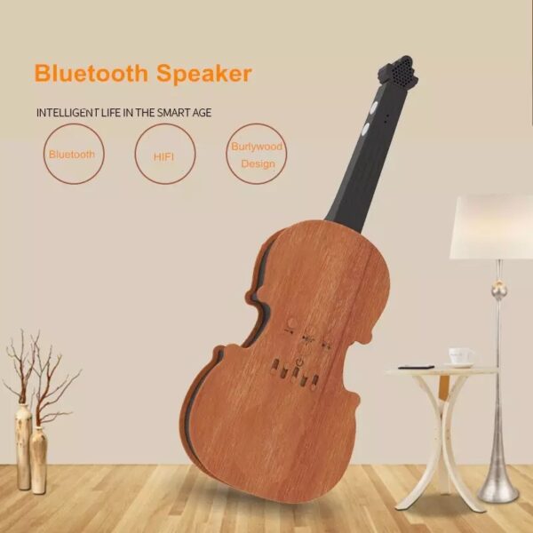 Mini Craft Wooden Retro Violin Shape Speaker Bluetooth Wireless Outdoor Speakers VS68 with Play Tool