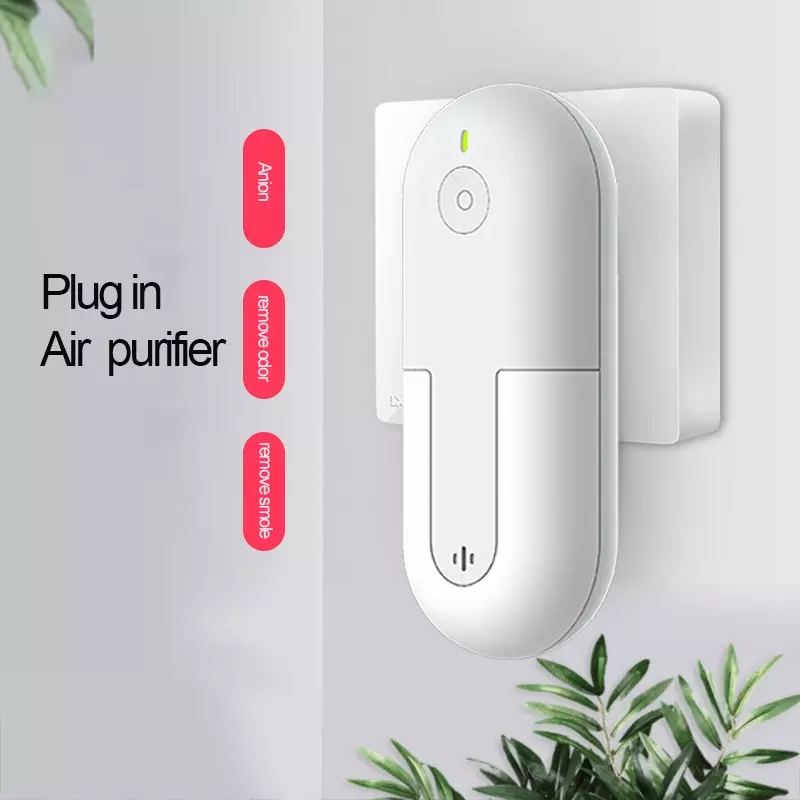 Mini Socket Anion Generator Pluggable Air Purifier with night lamp for Bathroom Kitchen bedroom Remove Smoke allergies pollens dust Smell Air Cleaner 