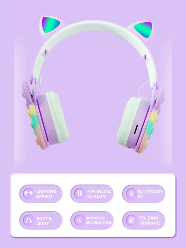 Mickey COlourful Decompress Bubble Foldable Wireless Headset B30 with big coil Hifi sound lighting bluetooth over ear headphones