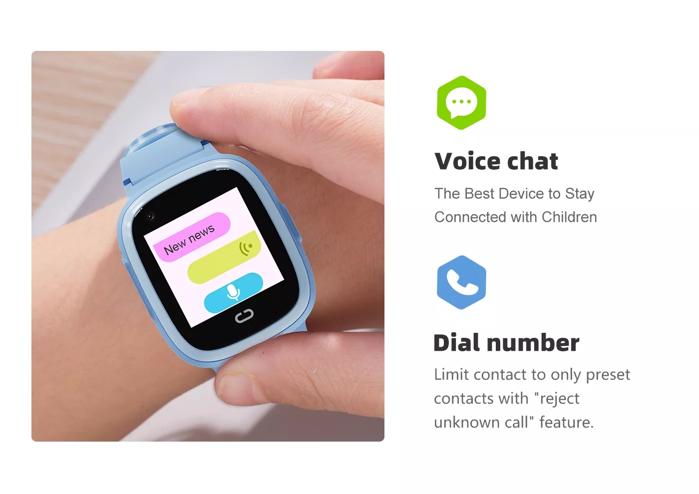 voice chat the best device to stay connected with children dial number limit contact to only preset contacts with reject unknown call feature