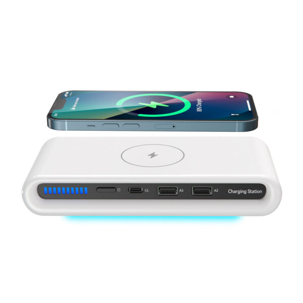 2022 New 4-in-1 Charging Station 15 W wireless charging plus 2 Type-A + 1 USB-C Multi-protection certification for 13Pro Max/13 Pro/13/12/11/11 Pro/X/Xr/Xs/8/Samsung Galaxy Phone Series