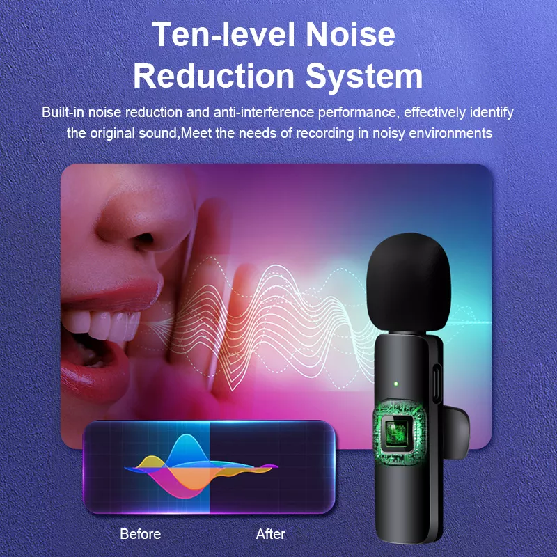 Ten-level NoiseReduction System Built-in noise reduction and anti-interference performance, effectively identify the original sound,Meet the needs of recording in noisy environments
