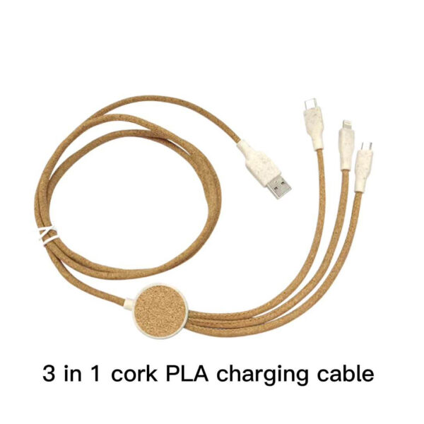 Wholesale ECO 3 in 1 Cork PLA Bamboo USB Charging Cable from GCC ELECTRONIC