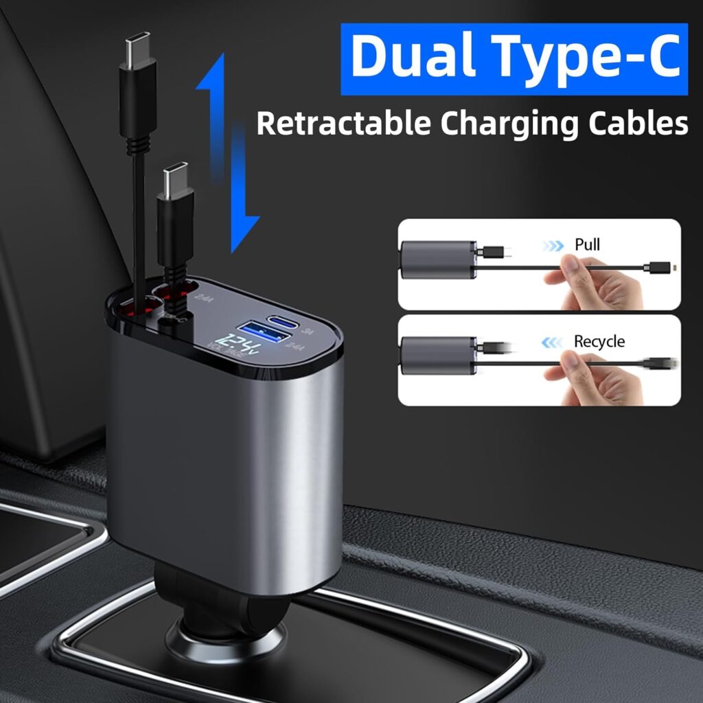 4 in 1 Retractable Car Charger, Boost your car charging setup