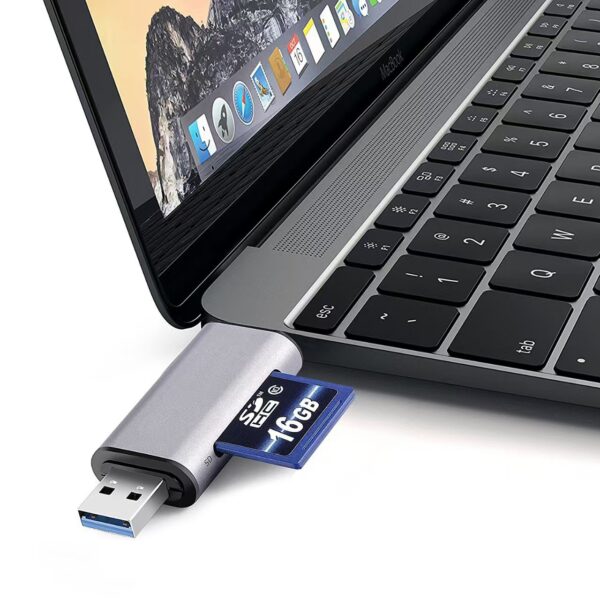 Super Speed 2 in 1 USB 3.0 Type C TF and SD OTG Adapter Card Reader for Macbook Smart Mobile and Notebook PC - Slika 6