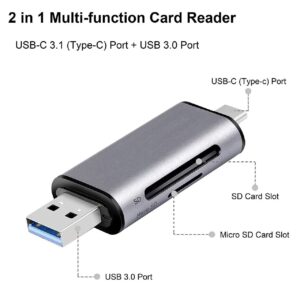 Super Speed 2 in 1 USB 3.0 Type C TF and SD OTG Adapter Card Reader for Macbook Smart Mobile and Notebook PC