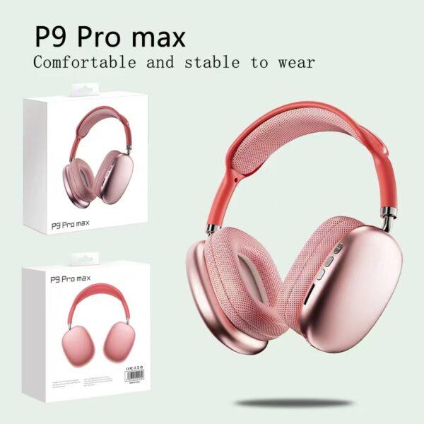 P9 Pro Max Wireless Headphones Bluetooth Headset with Mic Noise Cancelling Headsets Stereo Sound Travel Sport Game Wireless Headphone TF Insertable With Mic For All Phones - تصوير 3