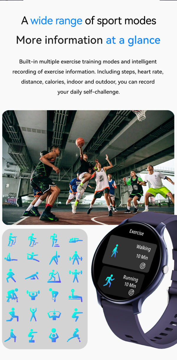 IP68 Waterproof Sports Swimming Smart Watch with Heart Rate Blood Pressure Blood Oxygen - ਚਿੱਤਰ 6