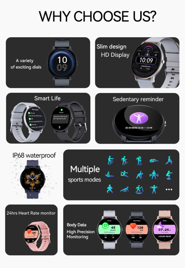 IP68 Waterproof Sports Swimming Smart Watch with Heart Rate Blood Pressure Blood Oxygen - ਚਿੱਤਰ 10