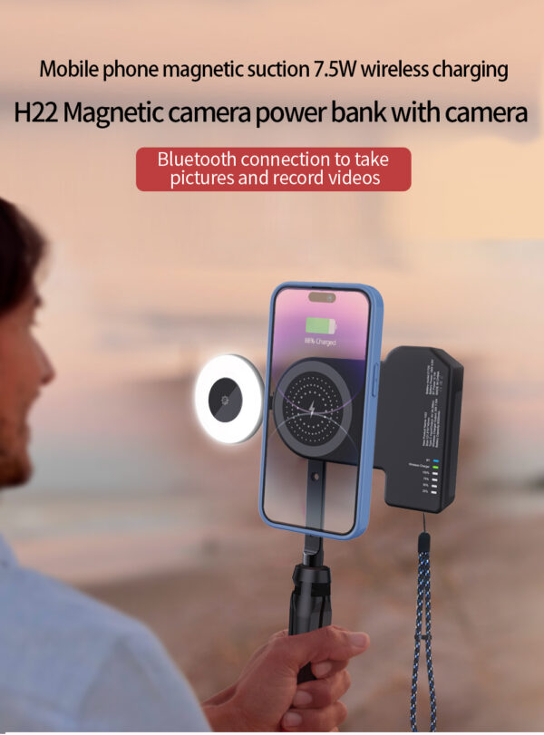وائرلیس چارجنگ کے ساتھ 3-in-1 مقناطیسی فون گرفت & بلوٹوتھ شٹر - تصویر 9