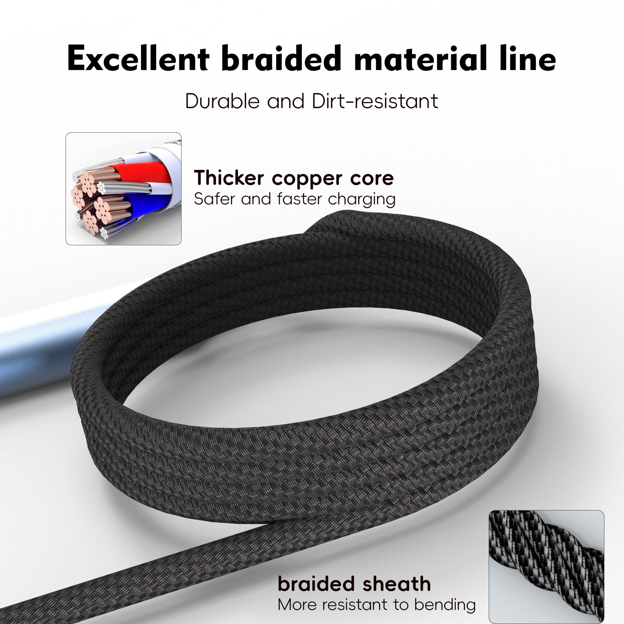 100W Multi-functional Braided Charging Cable – Dual Type-C + Lightning, Supports Laptop + Phone + Watch + Earbuds Simultaneous Charging, Metal Shell, for Apple MacBook Pro, Samsung Galaxy Watch, Google Pixel Watch, AirPods, and More – Wholesale Bulk Supply - Image 13